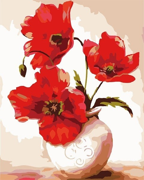 Flowers Vase Paint By Numbers DIY Canvas Oil Painting