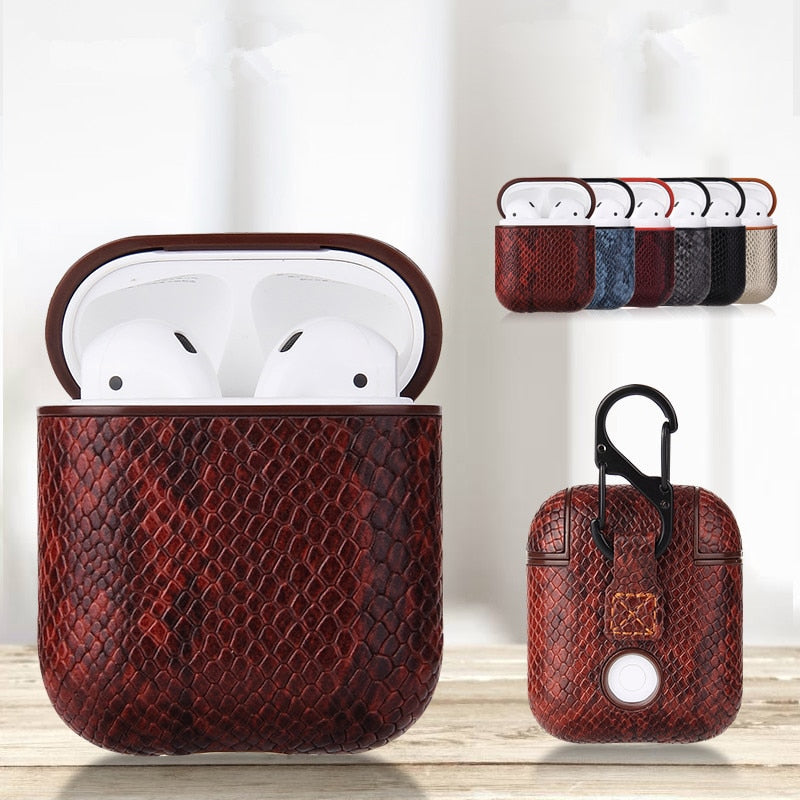 Snake Skin Leather Case For Apple AirPods