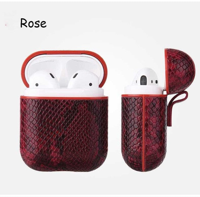 Snake Skin Leather Case For Apple AirPods