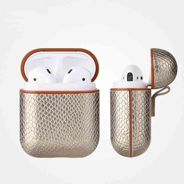 Snake Skin Leather Case For Apple AirPods