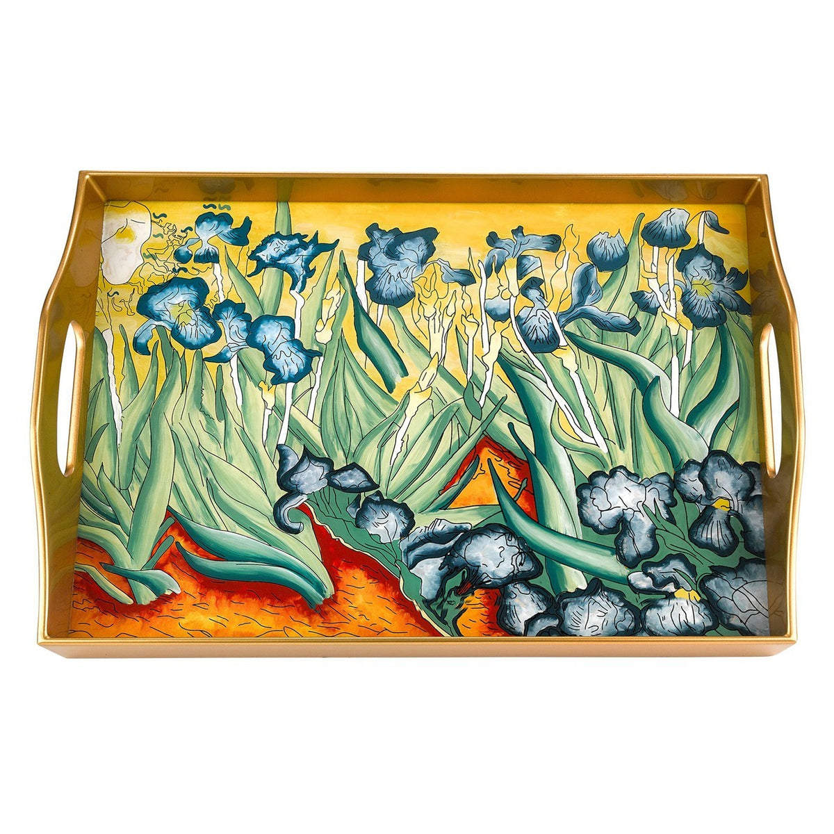 Iris Eglimose Reverse Hand Painted Glass Tray