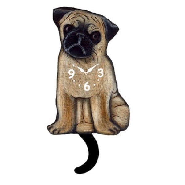 Pug Dog Wagging Pendulum Clock