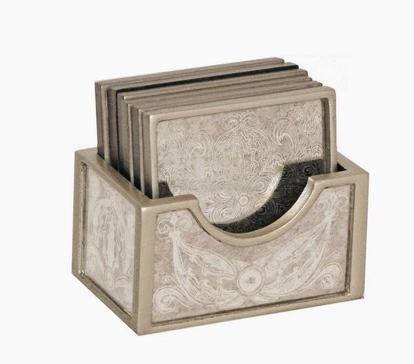 Manta Silver 7 Pc Coaster Set