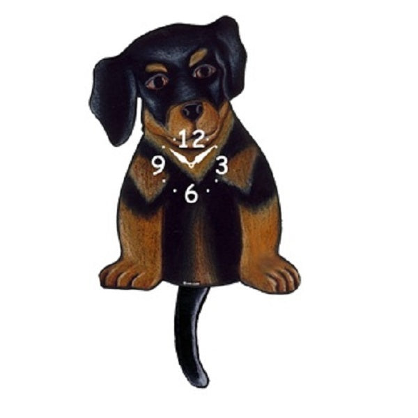 Rottweiler Dog Wagging Pendulum Clock