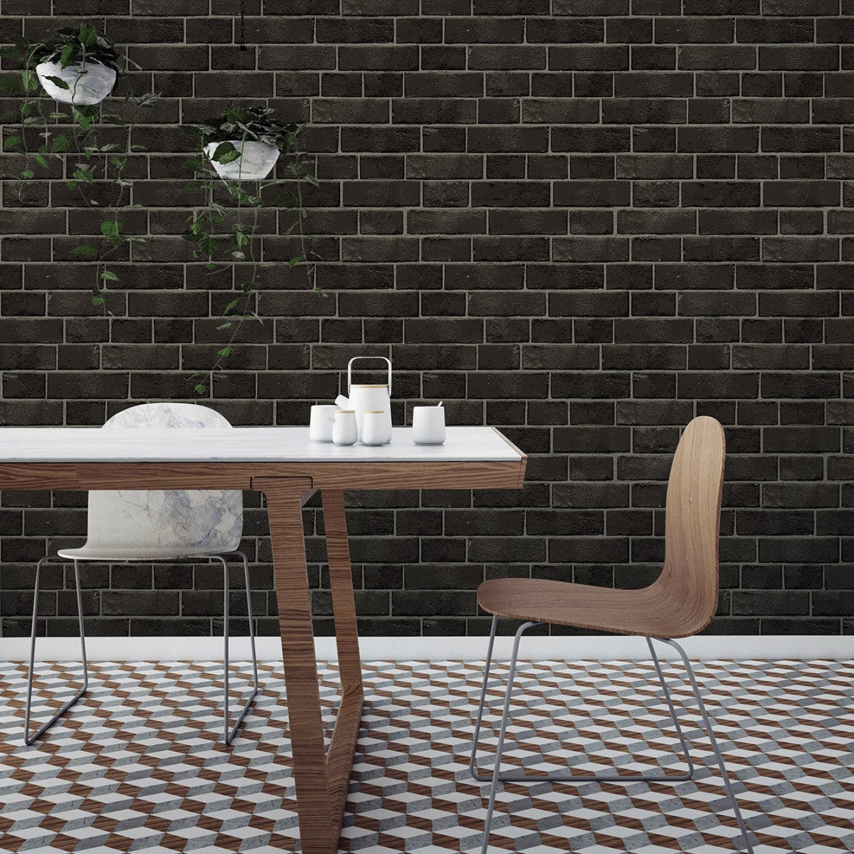 Brick Ebony Self-Adhesive BR523 Wallpaper