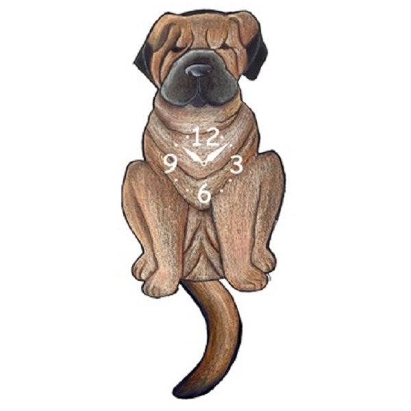 Shar Pei Dog Wagging Pendulum Clock