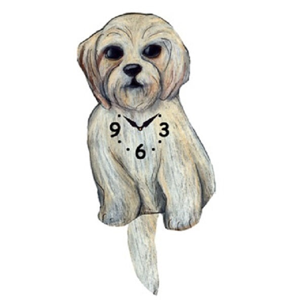 Shih-poo Dog Wagging Pendulum Clock