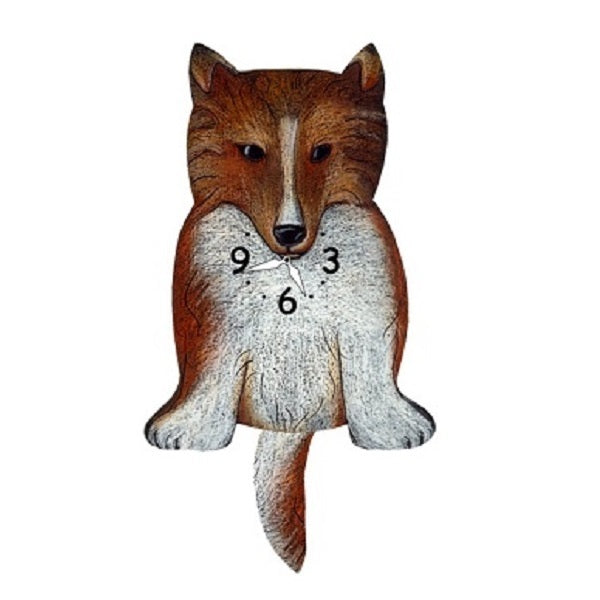 Shiba Inu 2  Dog Wagging Pendulum Clock