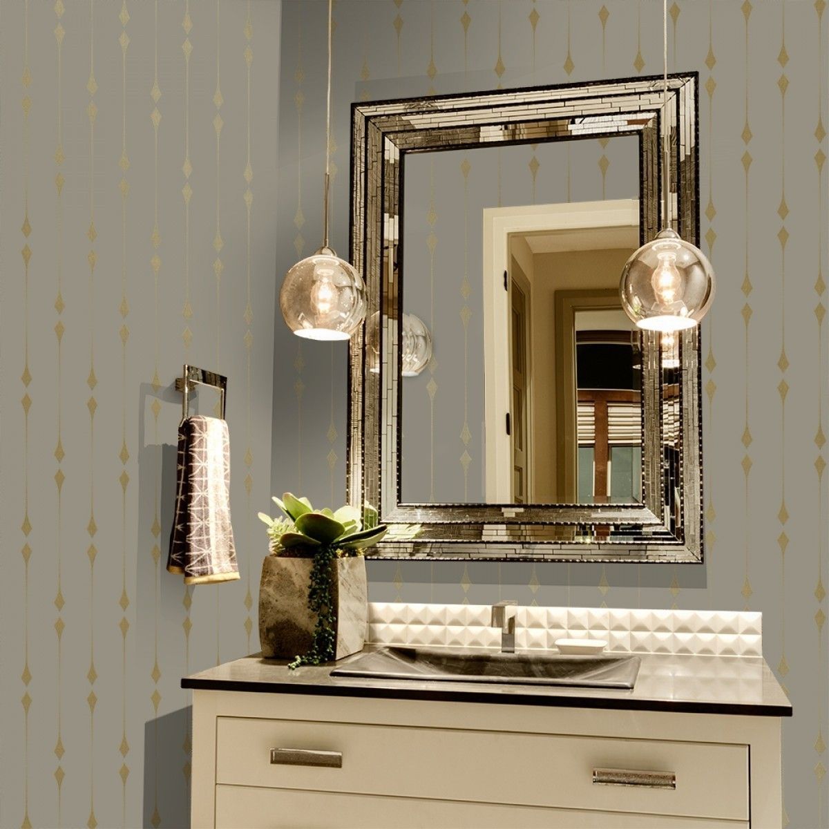 Shimmer Taupe Metallic Gold Leaf IM467 Self-Adhesive Wallpaper