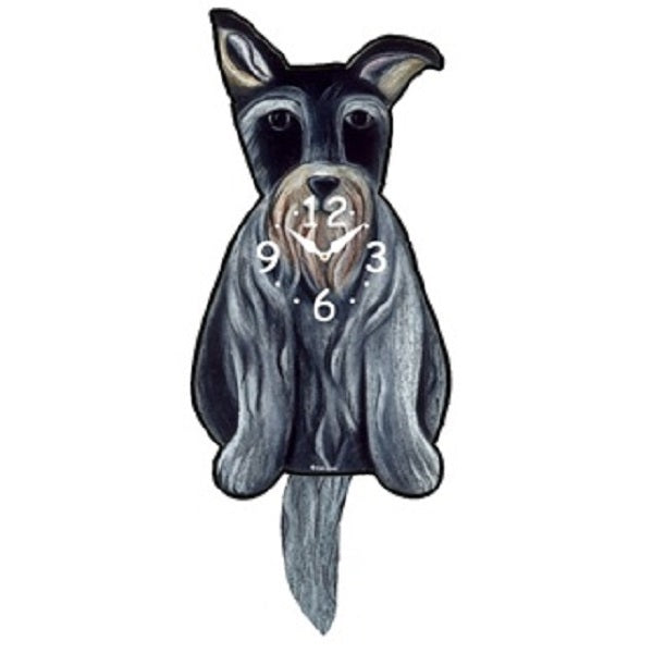 Schnauzer Dog Wagging Pendulum Clock