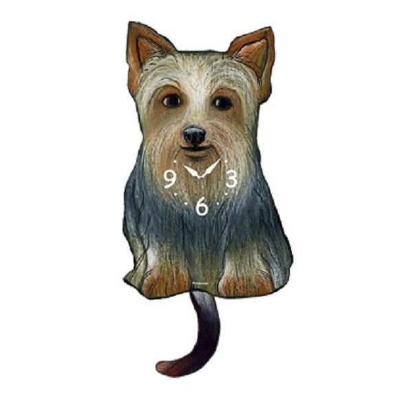 Silky Terrier Dog Wagging Pendulum Clock