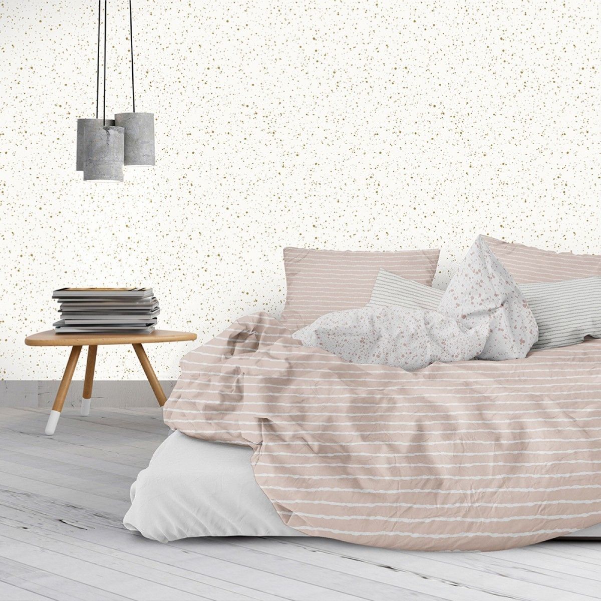 Spatter Gold On White BB430 Self-Adhesive Wallpaper