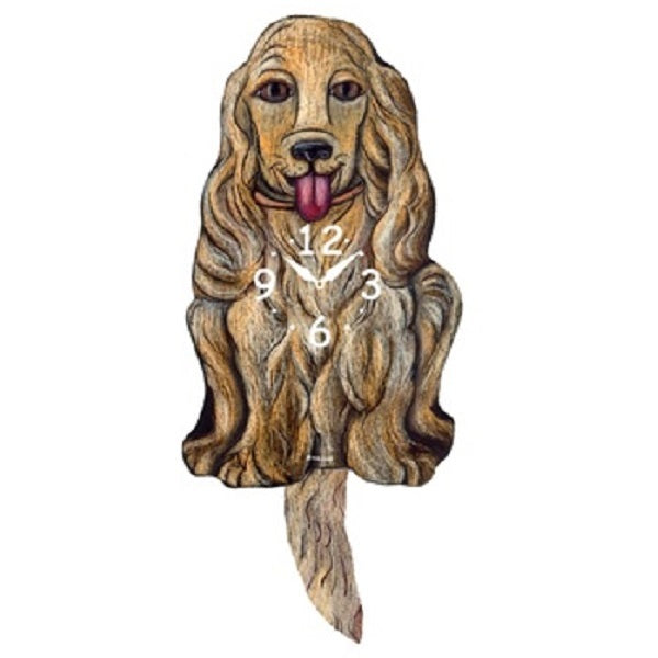 Tan Cocker Spaniel Dog Wagging Pendulum Clock