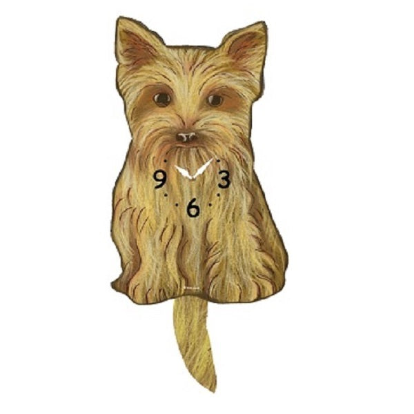 Tan Yorkshire Terrier Dog Wagging Pendulum Clock