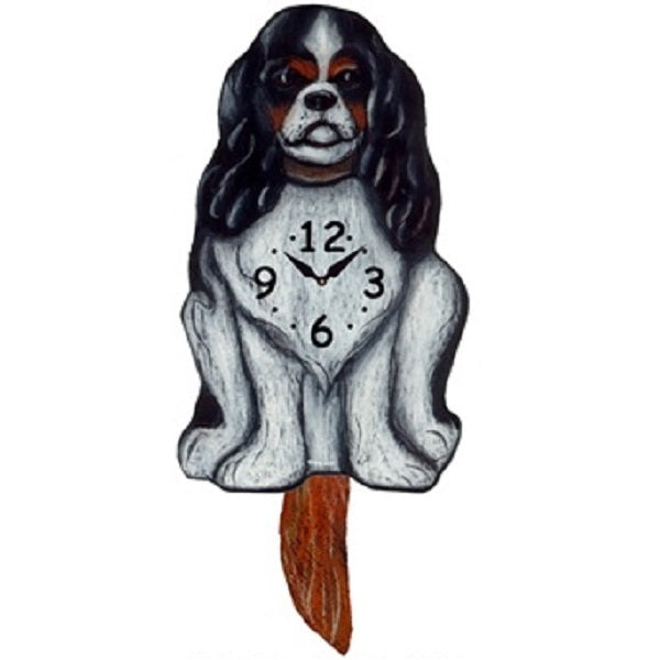 Tricolor King Charles Spaniel Pendulum Clock