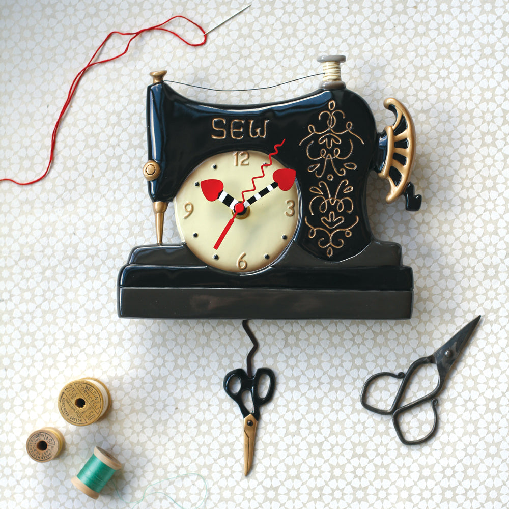 Vintage Stitch Sewing Machine Clock Art by Allen Designs