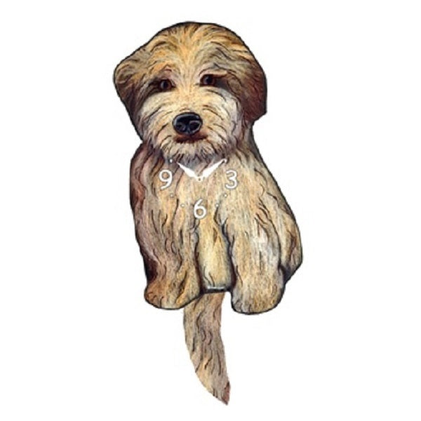Wheaten Terrier Dog Wagging Pendulum Clock