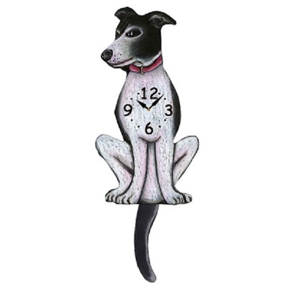 Whippet Dog Wagging Pendulum Clock