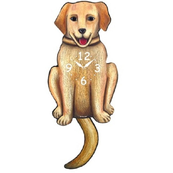 Yellow Labrador Dog Wagging Pendulum Clock
