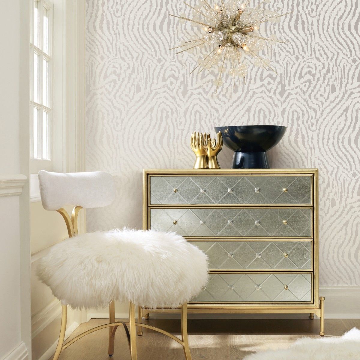 Zebra Silver CR442 Self-Adhesive Wallpaper